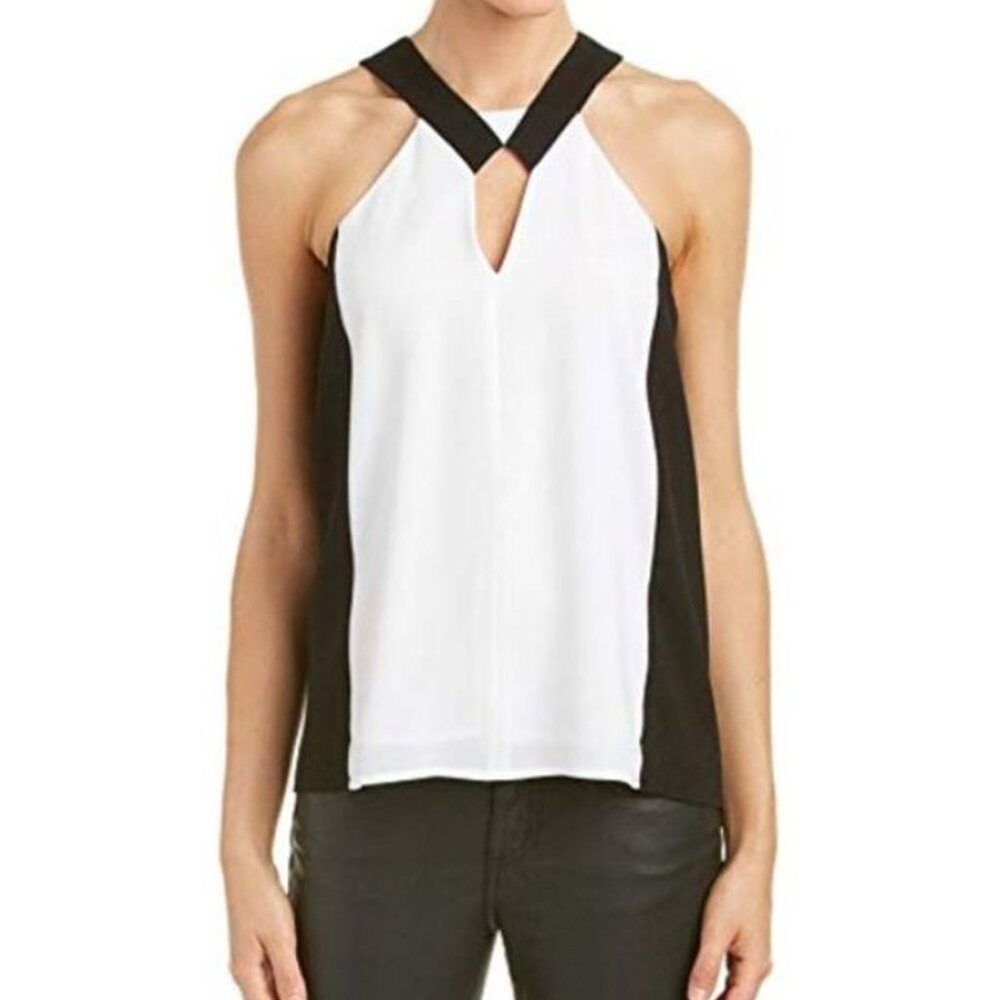 BCBGMaxAzria Sofya Cutout Colorblock Top - Size S